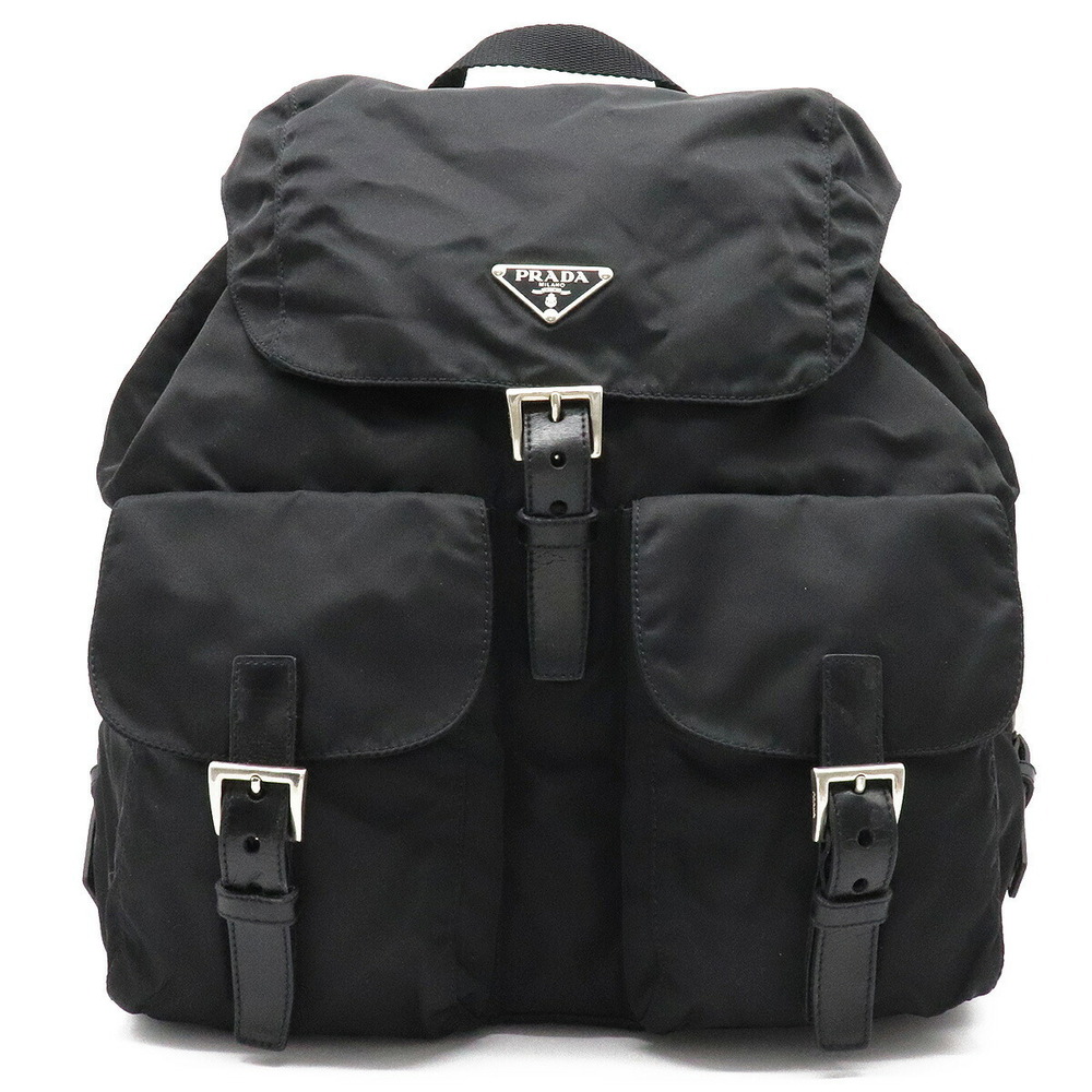 Prada Backpack Rucksack Daypack Leather NERO Black